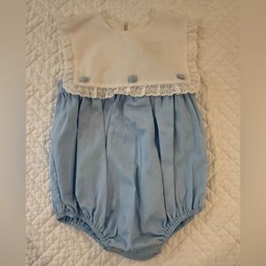 Charming Blue and White Diaper Bubble One Piece NWT